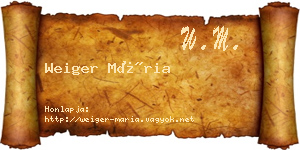 Weiger Mária névjegykártya